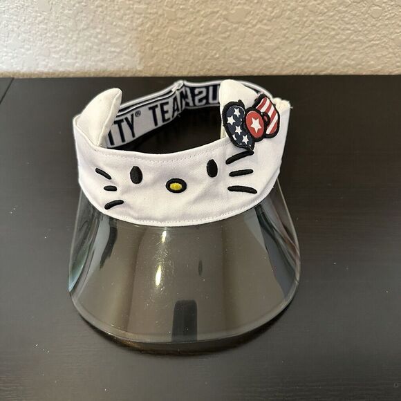 Hello Kitty Olympic Sunvisor Team USA Red White Blue Tinted Bill Adjustable - Picture 1 of 6